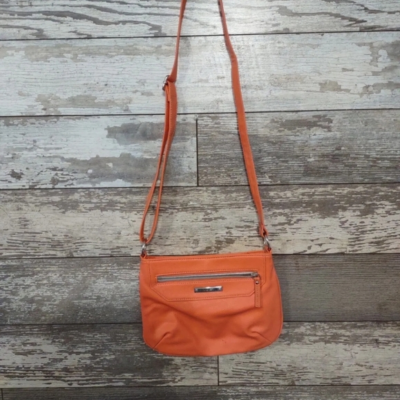 Nine West Womens Orange Coral Faux Leather Crossbody Purse Shoulder 10 x 7.5 in - Picture 2 of 11